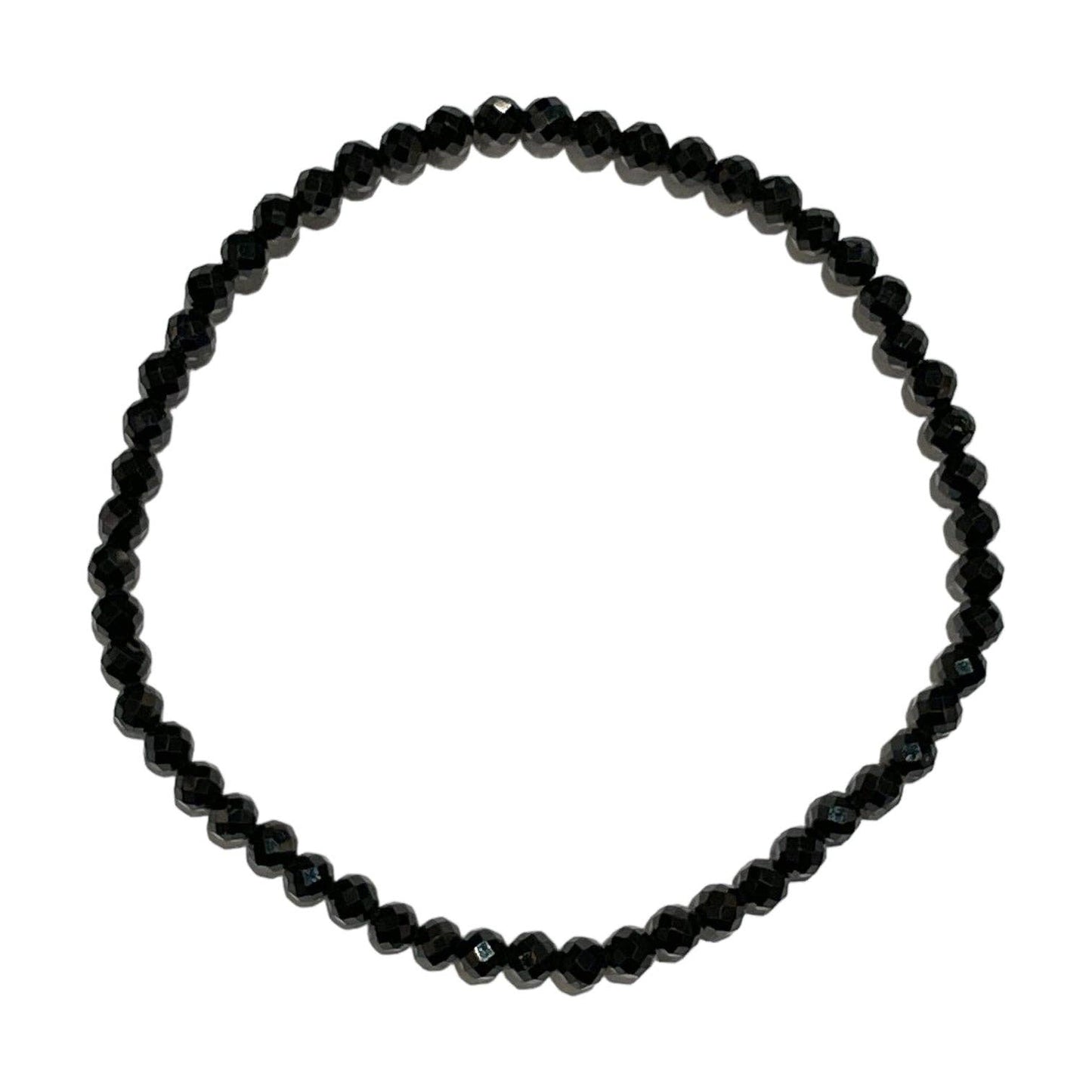 Armband schwarzer Spinell facettiert 3mm - "Stein der Kraft"