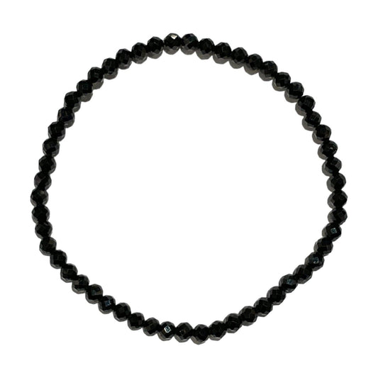 Armband schwarzer Spinell facettiert 3mm - "Stein der Kraft"